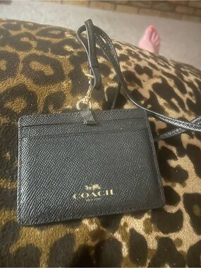 Coach Black Leather ID Holder with Gold Hardware